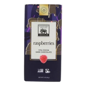Endangered Species Bars Dark Chocolate 72 % Cocoa Raspberries - 3 Oz -Case Of 12 - Picture 1 of 3