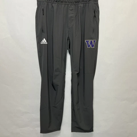 Adidas Men Size Large Washington Huskies Gray Woven Zip Leg Jogging Pant GE2811 Cover