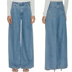 Agolde Ellis Trouser High Rise Pleated Relaxed Wide Leg Jeans in Baffle Size 30 - Picture 1 of 15