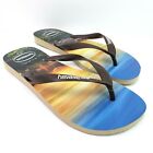 Havaianas Hype Tropical Print Mens Size 13 Gray Sunset Sunrise Flip Flop Sandals