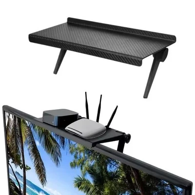 Adjustable TV Screen Top Shelf Storage Rack for Router Remote Box – Black - Image 1 of 4