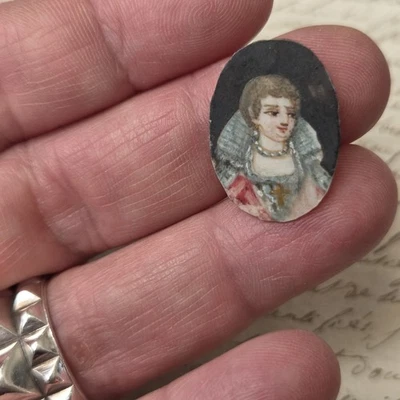 Portrait Miniature Peint Marie Stuart Fin XIXè  - Photo 1/4