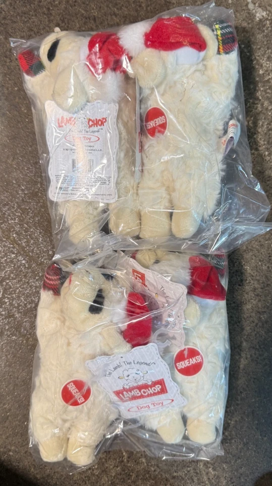 MULTIPET Lamb Chop Dog Plush Toy - Squeaky Toy for All Dogs - Extra Soft Plush -Lot of 4