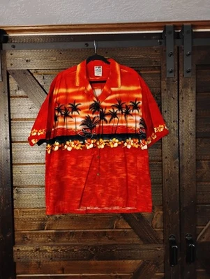 Camisa hawaiana vintage años 80 90 Hawaiian Togs roja de algodón tropical para hombre 2XL Foto 1 de 4