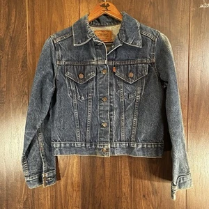 Giacca Levi’s vintage donna media 77001 0214 denim arancione linguetta lavaggio scuro USA - Foto 1 di 10