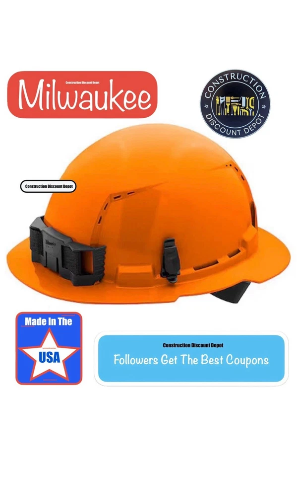 Milwaukee 48-73-1213 Vented Hard Hat with 4pt Ratcheting Class C Orange -