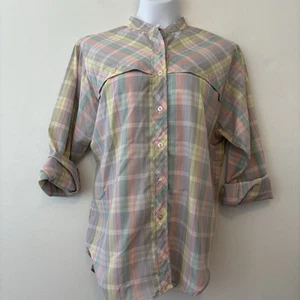 Vintage Winners Choice Bluse Pastell Kariert Knopfleiste Damen Medium - Bild 1 von 6