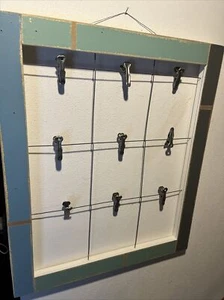PIER 1 IMPORTS frame Wood W/clips for nine 4 X 5” photos distressed farmhouse - Picture 1 of 24
