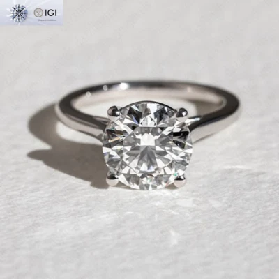 2.50Ct Round E VS1 IGI Lab Grown Diamond Engagement Ring In Solid 14k White Gold - Image 1 of 4