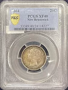 Nueva moneda de veinte centavos Brunswick 1864 - PCGS XF40 - Imagen 1 de 2