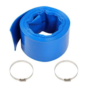 Manguera de agua de descarga de retrolavado de piscina 3" × 25' reforzada plana con 2 abrazaderas - Imagen 1 de 19
