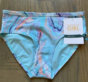 Athleta Girl Grotto Ocean Marble Bikini Swim Bottoms Size L/12 NWT - Picture 1 of 7