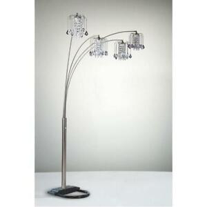 Rain drop Arc 4 Light Modern Crystal Floor Lamp Pewter 4893PEW