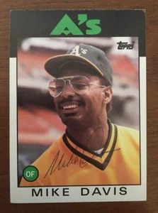 MIKE DAVIS 1986 TOPPS AUTOGRAPHED SIGNED AUTO BASEBALL CARD A'S 165 - Picture 1 of 1