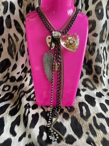 Collar Corazón Lucita Ala Ángel Oro Rosa Fly With Me Betsey Johnson Vintage - Imagen 1 de 8