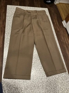 VTG John Alexander Mens Brown Pleated Pure Wool Dress Pants 36”x26” - Picture 1 of 12