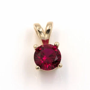 Lab Created Ruby 6mm Round 14KT Yellow Gold Pendant - Picture 1 of 1