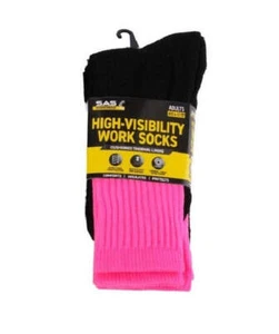 3 pairs Socks Adults Workwear Thermal High Visibility Tops Crew Cut Fluro Pink - Picture 1 of 3