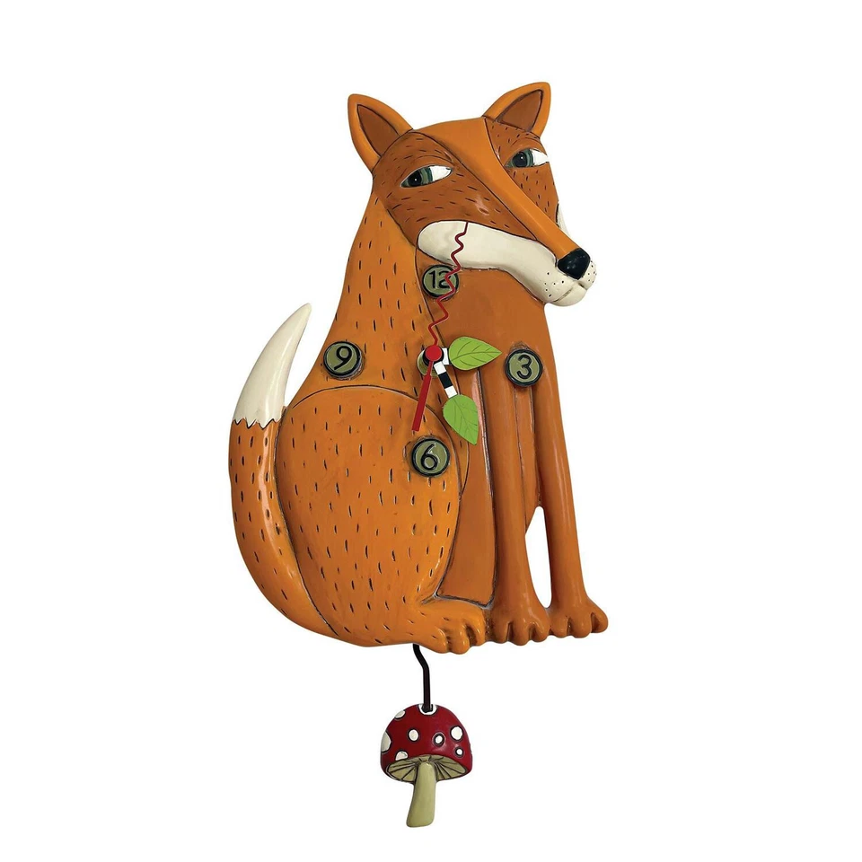 Allen Designs P2152 Foraging Fox Pendulum Wall Clock 14" - Image 1 of 1