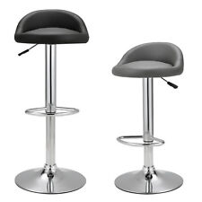 Set of 2 Faux Leather Bar Stools Low Back Swivel Counter Pub Cafe Barstool Chair