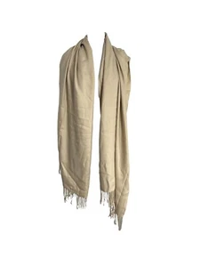Soft Beige Pashmina Scarf Wrap Shawl Fringe Dressy 27" X 60" New - Picture 1 of 4