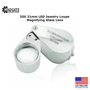 20X Lighted Illuminated LED Jewelry Eye Loupe 21mm Magnifying Glass Lens - Picture 1 of 7