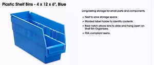 10 PACK!! Uline S-16275 Plastic Shelf Bins 4x12x6” Mixed colors - Picture 1 of 7