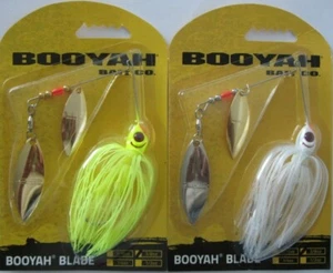 2 - BOOYAH  Double Willow Blade Spinners - 3/8 oz. - Chartreuse & White Satin  - Picture 1 of 1