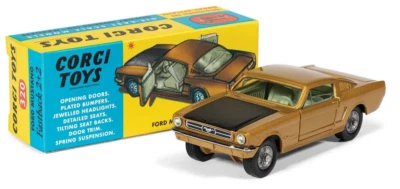 Corgi Ford Mustang Fastback 2+2 - Gold & Black #320 Die-Cast Car RT32001 - Image 1 of 3