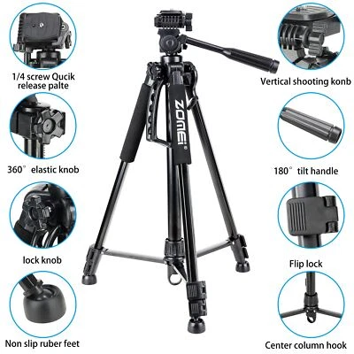 ZOMEI Portable Travel Z-1200 Tripod Stand With Pan head For Nikon Sony Camera  - Image 1 of 4