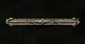 14K GOLD ART DECO FILIGREE BAR PIN *A - Picture 1 of 2