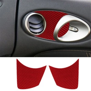 Red Carbon Fiber Inner Door Handle Barrel Bowl Cover For Nissan 370Z Z34 2009-20 - Picture 1 of 8