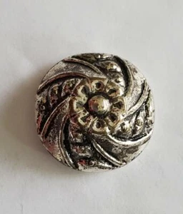 9 Metal Dome Swirl Antique Silver Shank Vintage Buttons 36L-7/8"-22mm B339C - Picture 1 of 5
