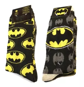 Hyp DC Comics Batman Pose Men's Crew Socks 2 Pair Pack Shoe Size 6-12 - Picture 1 of 3