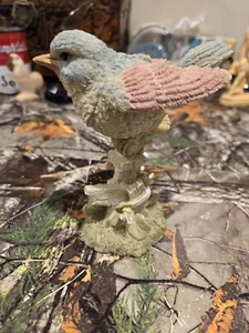 Vintage Animal Figurine. Bird On Post. Resin. Hand Painted. 5" - Picture 1 of 6