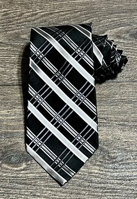 Croft & Barrow мужские шелковые галстуки в полоску черные (59 дюймов) (L: T1) - Изображение 1 из 4