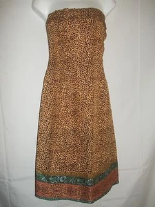 Damen Cach'e Vintage Leopardendruck trägerlos Seidenleinen Rayon gefüttert Kleid Gr. 4 - Bild 1 von 2