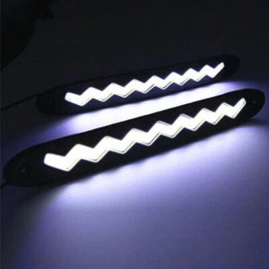 2Pcs Wave Flexible COB LED Car DRL Daytime Running Light Fog Driving Lamp White - Picture 1 of 4
