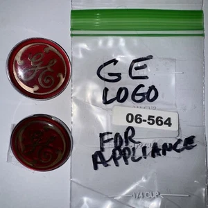 COOL BEANS: Lot of 2 GE Logo Metal Plate Badge Emblems Never Used 06-564 - Picture 1 of 6
