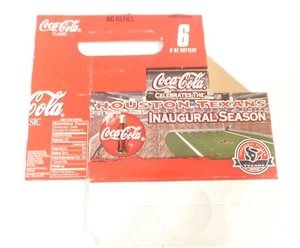 VINTAGE COCA COLA 6 PACK CARDBOARD CARRIER HOUSTON TEXANS INAUGURAL 2002 - Picture 1 of 2