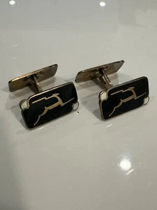 HC Ostrem mid-20th Century Norwegian black enamel CUFFLINKS - Picture 1 of 8