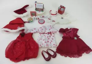 American Girl bambola Natale abiti natalizi abiti rossi set pan di zenzero auguri - Foto 1 di 17
