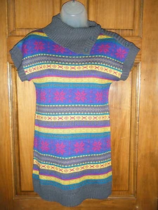 Bongo Girls Side Button Cowl Neck Snowflake Print Tunic Sweater - Size L - Picture 1 of 3