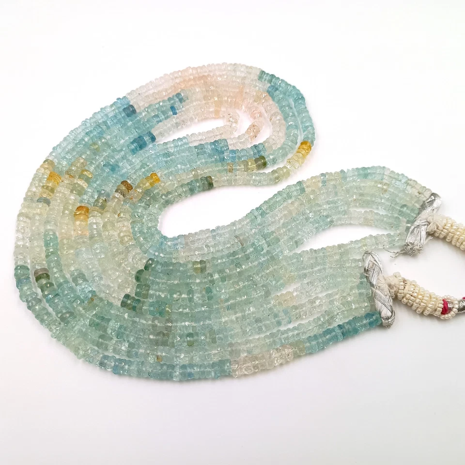 Collar de cuentas de 20 pulgadas 5 mm con piedras preciosas facetadas de neumático de color aguamarina múltiple regalos Foto 1 de 4