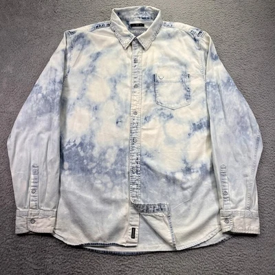 True Religion Denim Shirt Mens 2XL Slim Bleach Wash Long Sleeve Button Up - Image 1 of 4