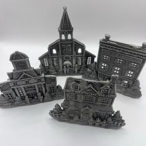 Vintage Pewter Christmas Village Votive Candle Holder Home For The Holidays 6" - Picture 1 of 15