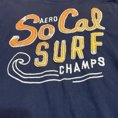 camiseta masculina elegante aerropostale costurada so cal surf champs azul angustiado p/s - Imagem 1 de 4