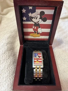 Disney Mickey Mouse American Flag In 2 Tone 20MM Silver Metal Base - Picture 1 of 9
