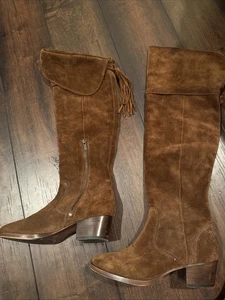 Frye Molly Tassel Over The Knee Boot OTK Brown Suede Size 7.5 B NO Tag/Box - Picture 1 of 7