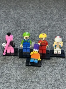 Lego Super Mario Brothers Mario Luigi Minifigure Set Of (5) BART Simpson Lot - Picture 1 of 4